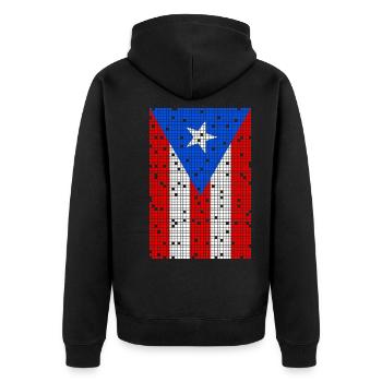 8bit Puerto Rico - Unisex Premium Bio Zip Hoodie - Schwarz - Hinten - Nico (187cm)