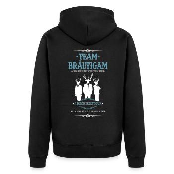 Team Bräutigam JGA Abschiedstour Feiern Party - Unisex Premium Bio Zip Hoodie - Schwarz - Hinten - Nico (187cm)
