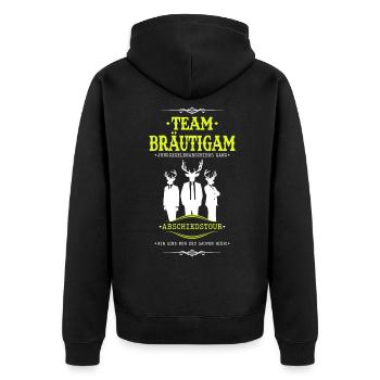 Team Bräutigam JGA Abschiedstour Feiern Party - Unisex Premium Bio Zip Hoodie - Schwarz - Hinten - Nico (187cm)