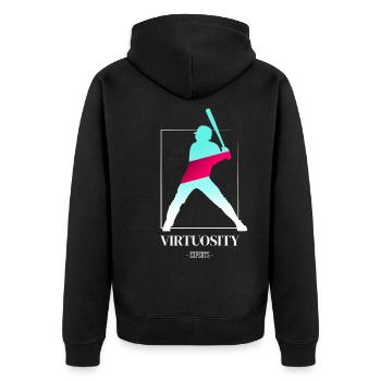 Baseballspieler Baseball Design T-Shirt - Unisex Premium Bio Zip Hoodie - Schwarz - Hinten - Nico (187cm)