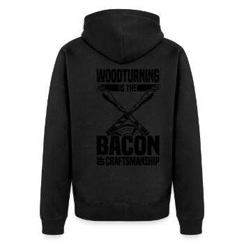 Drechseln Holzkunst | Handwerk Holz Geschenkideen - Unisex Premium Bio Zip Hoodie - Schwarz - Hinten - Nico (187cm)
