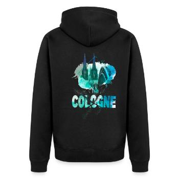 Cologne Cathédrale de Cologne Allemagne Ville Skyline Splash - Veste à capuche bio Premium Unisexe - noir - Dos - Nico (187cm)