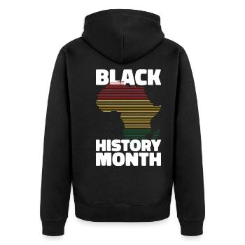 black history month Afrika Geschenk - Unisex Premium Bio Zip Hoodie - Schwarz - Hinten - Nico (187cm)
