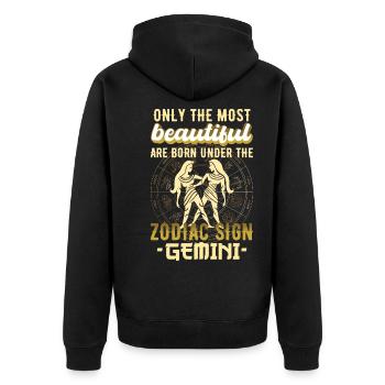 Sternzeichen Zwillinge Zwilling Geschenk - Unisex Premium Bio Zip Hoodie - Schwarz - Hinten - Nico (187cm)