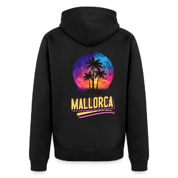 Majorque Espagne Île d’été Palmiers Beach Party - Veste à capuche bio Premium Unisexe - noir - Dos - Nico (187cm)