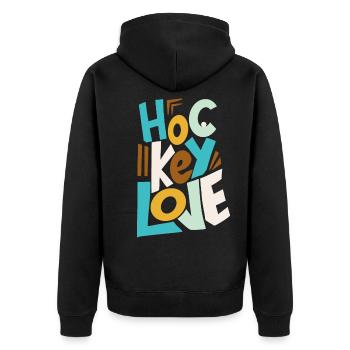 Hockey amour Fille de hockey sur gazon - Veste à capuche bio Premium Unisexe - noir - Dos - Nico (187cm)