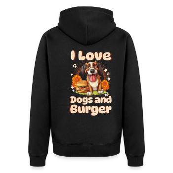 Dog Burger Hamburger Fast Food Dog Lover - Unisex Premium Organic Zip Hoodie - black - Back - Nico (187cm)