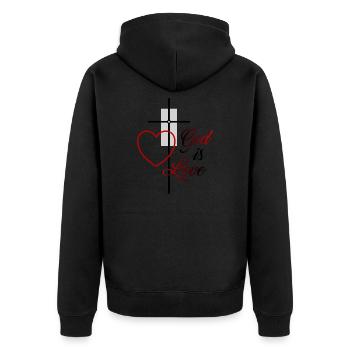 God is love - Unisex Premium Bio Zip Hoodie - Schwarz - Hinten - Nico (187cm)