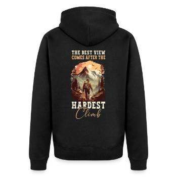 Randonnée Randonneurs Montagne Alpinisme Escalade Nature - Veste à capuche bio Premium Unisexe - noir - Dos - Nico (187cm)