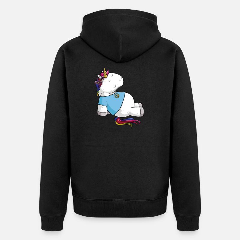 Hippie Einhorn Comic - Unisex Premium Bio Zip Hoodie - Schwarz