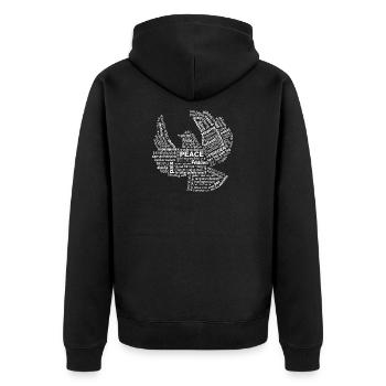 Frieden - Unisex Premium Bio Zip Hoodie - Schwarz - Hinten - Nico (187cm)