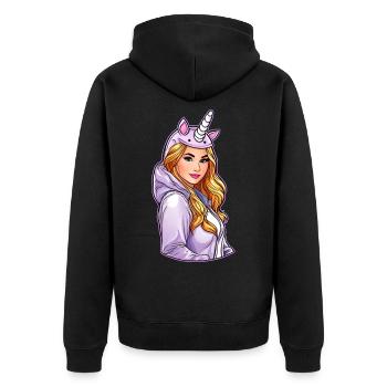 Jolie fille d’anime en sweat à capuche licorne - Veste à capuche bio Premium Unisexe - noir - Dos - Nico (187cm)