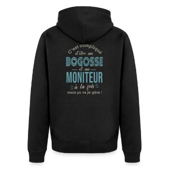 moniteur métier moniteur cadeau homme bogosse - Veste à capuche bio Premium Unisexe - noir - Dos - Nico (187cm)