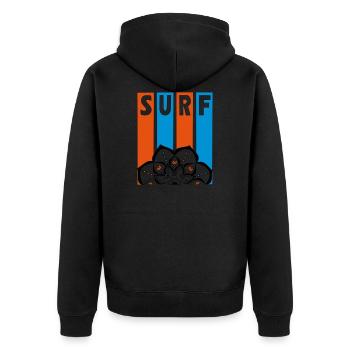 Surf - Unisex Premium Organic Zip Hoodie - black - Back - Nico (187cm)