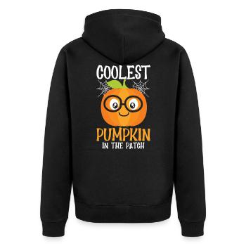 coolest pumpkin - Unisex Premium Organic Zip Hoodie - black - Back - Nico (187cm)
