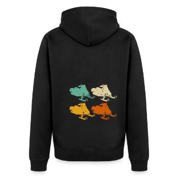 Vintage Schneemobil Retro Motorschlitten - Unisex Premium Bio Zip Hoodie - Schwarz - Hinten - Nico (187cm)