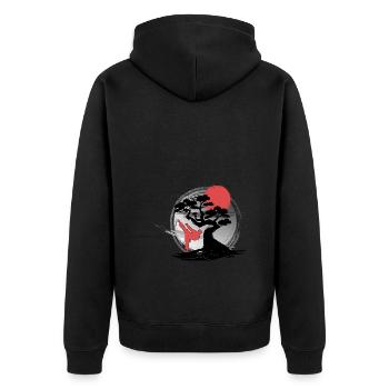 Aikido Martial Arts Japanese Bonsai Sunset Karate - Unisex Premium Bio Zip Hoodie - Schwarz - Hinten - Nico (187cm)