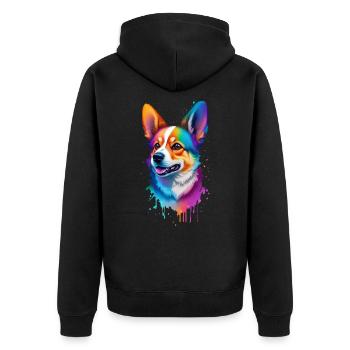 Corgi Rainbow Dog Funny Dog Race Animal - Veste à capuche bio Premium Unisexe - noir - Dos - Nico (187cm)