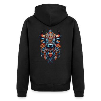 Spirituelle Kuh Indische Mystik & Meditation - Unisex Premium Bio Zip Hoodie - Schwarz - Hinten - Nico (187cm)