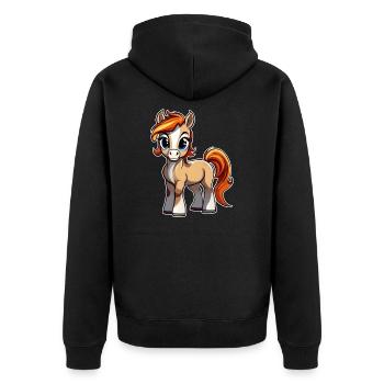 Cute little pony - Unisex Premium Organic Zip Hoodie - black - Back - Nico (187cm)