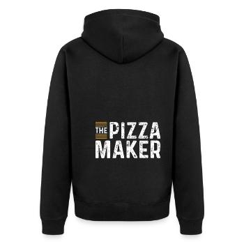 Der Pizzabäcker - Unisex Premium Bio Zip Hoodie - Schwarz - Hinten - Nico (187cm)