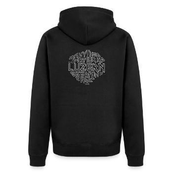 Luzern Schweiz - Unisex Premium Bio Zip Hoodie - Schwarz - Hinten - Nico (187cm)