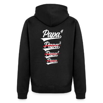 PAPA HOCH 4 KINDER VIERFACHER VATER - Unisex Premium Bio Zip Hoodie - Schwarz - Hinten - Nico (187cm)