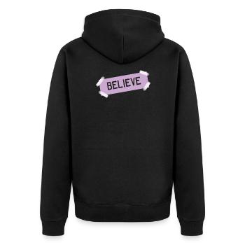 Believe - Unisex Premium Organic Zip Hoodie - black - Back - Nico (187cm)