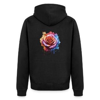 Rainbow Rose - Unisex Premium Bio Zip Hoodie - Schwarz - Hinten - Nico (187cm)
