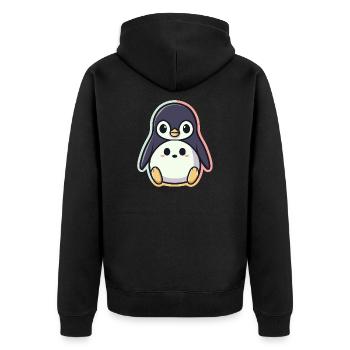 Pingouin kawaii - Veste à capuche bio Premium Unisexe - noir - Dos - Nico (187cm)