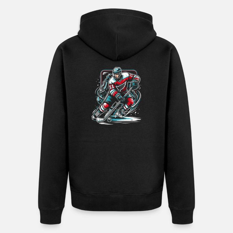 Hockey sur glace - Veste à capuche bio Premium Unisexe - noir