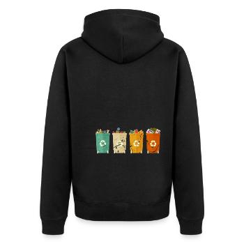 Vintage Retro Mülltonne Recycle - Unisex Premium Bio Zip Hoodie - Schwarz - Hinten - Nico (187cm)