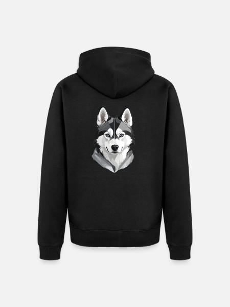 Cute Husky Head - Unisex Premium Organic Zip Hoodie - black