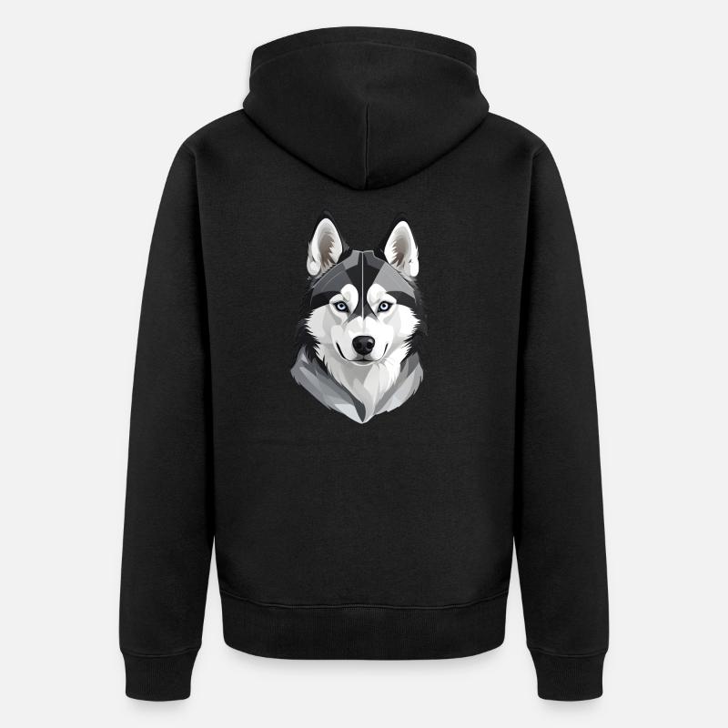Tête de husky mignonne - Veste à capuche bio Premium Unisexe - noir
