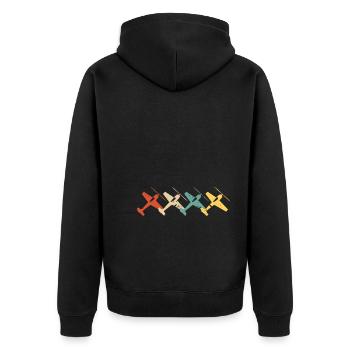 Modellflugzeug Retro Vintage RC Plane - Unisex Premium Bio Zip Hoodie - Schwarz - Hinten - Nico (187cm)