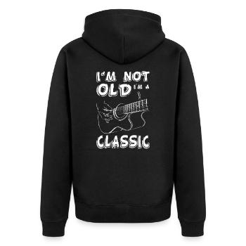 Guitar I Am Not Old I Am Classic - Unisex Premium Bio Zip Hoodie - Schwarz - Hinten - Nico (187cm)