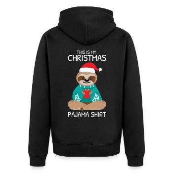 Christmas Pajama Sloth - Unisex Premium Organic Zip Hoodie - black - Back - Nico (187cm)