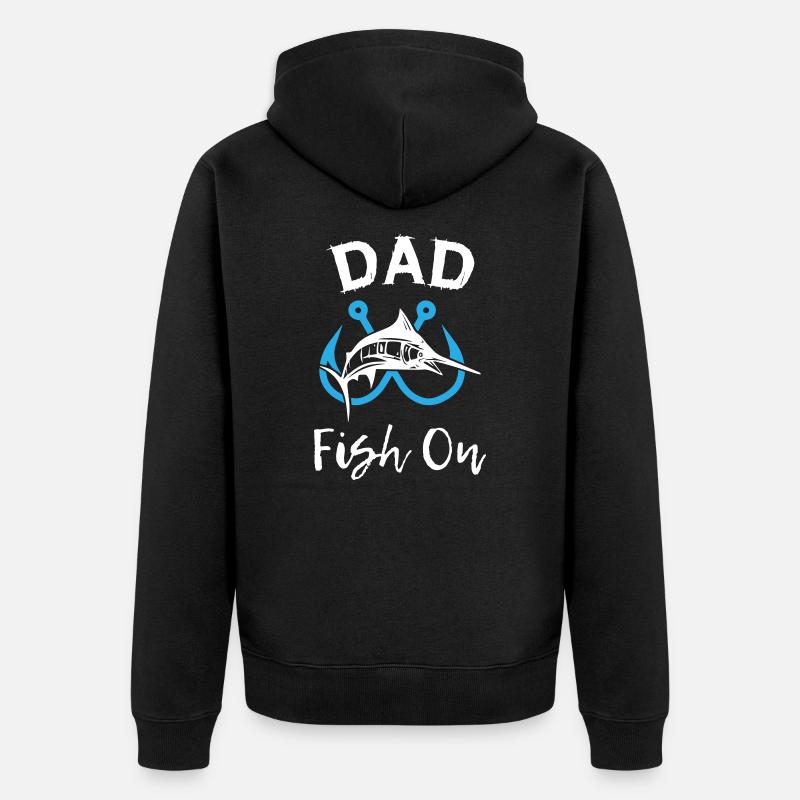 Papa Fish À La Pêche - Veste à capuche bio Premium Unisexe - noir