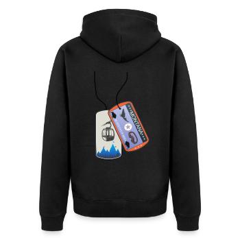 Erkennungsmarke Montana Wintersport Gondel USA - Unisex Premium Bio Zip Hoodie - Schwarz - Hinten - Nico (187cm)