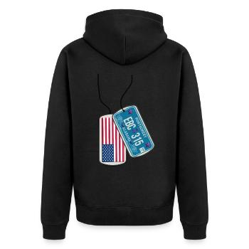 Erkennungsmarke ALABAMA Flagge - Unisex Premium Bio Zip Hoodie - Schwarz - Hinten - Nico (187cm)