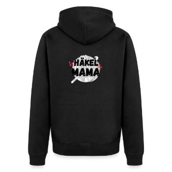 Häkelmama! Häkeln Mutter rote herzen grau weiß - Unisex Premium Bio Zip Hoodie - Schwarz - Hinten - Nico (187cm)