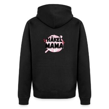Häkelmama! Häkeln Mutter rote herzen rosa pink - Unisex Premium Bio Zip Hoodie - Schwarz - Hinten - Nico (187cm)