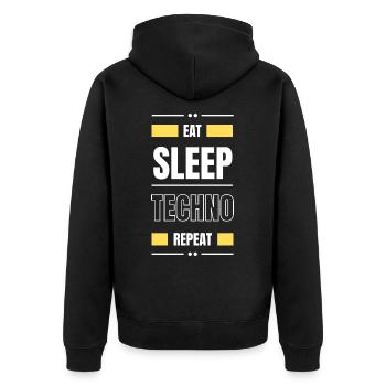 manger dormir techno répéter l’idée cadeau fête en disant - Veste à capuche bio Premium Unisexe - noir - Dos - Nico (187cm)