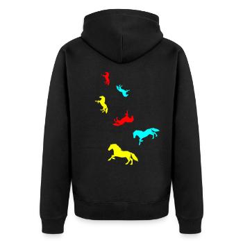 Pferd Horse icon - Unisex Premium Bio Zip Hoodie - Schwarz - Hinten - Nico (187cm)