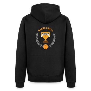 Basketball Sieger Turnier Basketballer Team Spiel - Unisex Premium Bio Zip Hoodie - Schwarz - Hinten - Nico (187cm)