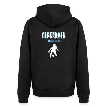 Federball Rentner Rente Ruhestand Federballer - Unisex Premium Bio Zip Hoodie - Schwarz - Hinten - Nico (187cm)