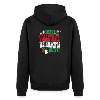 Volleyball Weihnachten Outfit Volleyballspieler - Unisex Premium Bio Zip Hoodie - Schwarz - Hinten - Nico (187cm)