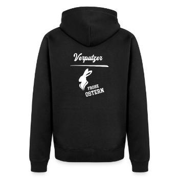 Verputzer Frohe Ostern Ostergeschenk Verputzerei - Unisex Premium Bio Zip Hoodie - Schwarz - Hinten - Nico (187cm)