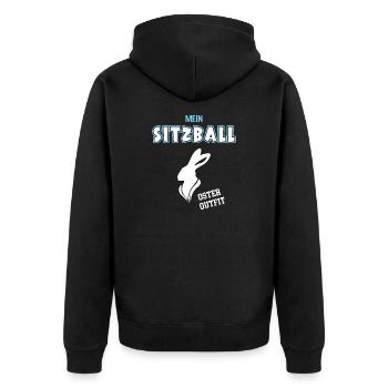 Sitzball Oster Outfit Sitzballspieler Frohe Ostern - Unisex Premium Bio Zip Hoodie - Schwarz - Hinten - Nico (187cm)