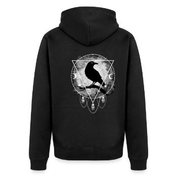 Raven Norse mythology Gothic - Unisex Premium Organic Zip Hoodie - black - Back - Nico (187cm)